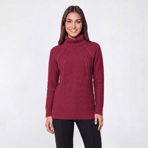 Womens Napa Valley Long Sleeve Cable Yoke Turtleneck Sweater alternate view